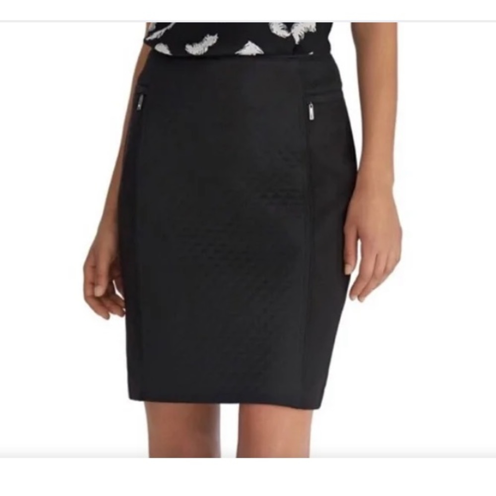 NWT White House Black Market AW Mattelasse Pencil Skirt Size 10 Black